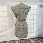 White House | Black Market WHBM Women's Snap Button Front Gray Acid Wash Belted Denim Mini Dress Size 00 Photo 5