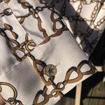 ZARA  Cream Black Brown Chain Link Horsebit Print Satin Tunic Top Coverup Blouse Photo 10