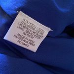 MISA Los Angeles MISA Ambrosia Ruffle Hem Striped Midi Dress Metallic Gold Royal Blue Tiered NEW Photo 14