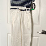 NWT John Roberts Sailor Striped Short Sleeve Hooded Belted Jumpsuit Vintage Blue Size 10P Photo 0