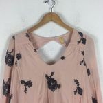 Free People  Emma’s Pink Embroidered Long Sleeve Cut Out Swing Mini Dress Small Photo 3