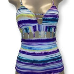 Purple Haze Size Small Striped Tie Dye One Piece Swimsuit. New No Tags. Photo 0