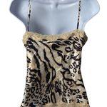 Y2K Gracie 100% Silk Leopard Print Lace and Sequin Babydoll Tank Festival M Brown Size M Photo 5