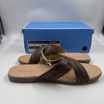 Draper James NEW  Women's Size 8 Raffia Cross Strap Slip On Sandals, “Alex” Brown Photo 8