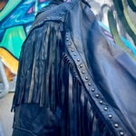 Black Leather Fringe Studded Jacket Size L Photo 1