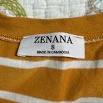 Zenana Outfitters women’s size small pullover short sleeve v-neck striped tee mustard color Photo 3