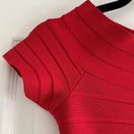 Herve Leger Women’s Lipstick Red Carmen Gauze Fitted Cocktail Dress Size XS Photo 3