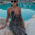 ZARA  dress maxi zebra animal print flower open back bodycon evening wedding Photo 0