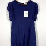 Billie the Label Helena Mini Dress NWT Short Puff Sleeve Round Neck A Line Blue Size 12 Photo 1