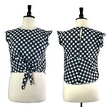 Ann Taylor Women’s Crop Tie Top Cap Sleeve Black White Check Gingham Size XL Photo 12