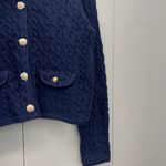 J.Crew  Odette Cable Knit Sweater Lady Jacket Cotton-Blend Bouclé Navy XS NWT Photo 5