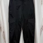 ZARA  Women’s Small Black Satin Cargo Pants Ankle Photo 0