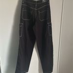 Divided New Black Denim 90’s High Waist Carpenter Jeans White Contrast Stitching Photo 7