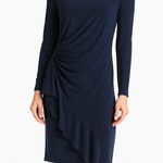 CHAPS Womenโs Navy Ruched Long Sleeve Dress Size Medium Photo 0