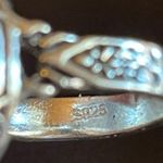 Round black obsidian S925 silver woman ring size 6.5 Photo 7