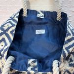Summer & Rose Navy Blue and Cream Diamond Beach Tote Bag Photo 9
