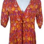 Abel the label  Floral Prairie Boho Maxi Dress Orange Pink Size Small Photo 3