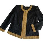 Laurence Kazar Vintage Black Gold Beaded Cocktail Silk Jacket Size Petite Small Photo 0