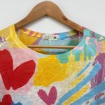 Atelier 5 by Gozde Yilmaz Womens Medium Heart Print Lightweight Top Oversized Yellow Photo 1