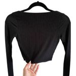 Naked Wardrobe Black Slinky Stretch One Button Cropped Cardigan Top Photo 5