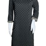 Boden Dress Womens 6L Navy Blue White‎ Polka Dot Sheath Quilted Novelty Bohemian Size 6 Photo 0