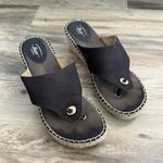 G.H. Bass & Co Black Canvas Espadrille Wedge Thong Sandals Women’s Size 9M Photo 0