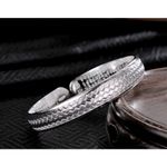 Boutique Unisex Braided Pure 999 Silver Buddhist Mantra Cuff Bracelet,‎ Adjustable Photo 13
