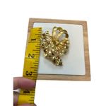 Topaz Rhinestone Gold Flower Bouquet Brooch Pin Costume Jewelry Brown Photo 2