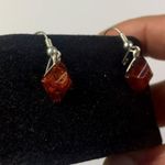 Sterling Silver 925 Diamond Shape Baltic Amber Drop Dangle Earrings Orange Photo 2