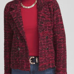 Chico's  Red Allure Tweed plaid Blazer cardigan sweater Photo 0