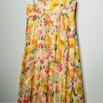 Mac Duggal  Yellow Floral Chiffon Lace Up Tie Up Back Gown Dress Photo 12