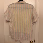 Vintage 80s Pastel Stripe Tie Front Shirt Pastel Coastal Retro Style 14 Yellow Photo 4