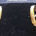 Swavorski Swarovski Jewelers Collection 14K Post Gold Tone Half Hoop Crystal Earrings NWT Photo 0