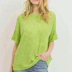 Cherish Green Short Sleeve Knit Top Photo 3