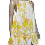 Free People  Size S White Orange Yellow Green Retro Combo Fleur Print Tunic Dress Photo 9