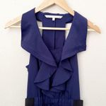 RACHEL ROY | Ruffle Front Black Elastic Waist Navy Blue Dress Racer Back | Small Photo 1