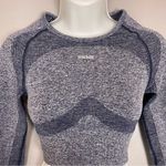 Gymshark  Crop Top Cut Out Back Size Small Athletic Thumboles Long Sleeves‎ Blue Photo 7