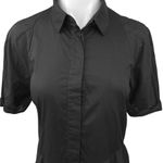 ALLSAINTS Black Short Sleeve Collared Button Down Pleated Midi Shirt Dress Sz 8 Photo 2