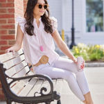 Sail To Sable STS Sail To‎ Sable Womens Flutter Sleeve Ikat Tassel Top Pink White Size XS NWT Photo 0