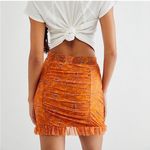 Free People  FP Romi Mesh Ruffle Mini Skirt Orange Floral Y2K Size XS Photo 1