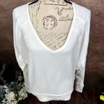 Free People  Santa Clara Ribbed Waffle Knit Oversized Top Alabaster S Photo 4