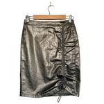 ZARA  Metallic Faux Leather Synch Front Mini Pencil Skirt Bronze Brown Small Photo 1