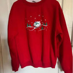 Vintage Easy Comforts Red Winter Snowman Christmas Holiday Sweatshirt Gray Size L Photo 0