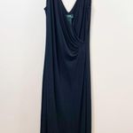Ralph Lauren Lauren  V-Neck Sleeveless Midi Black Dress Photo 0