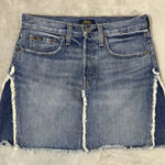 Ralph Lauren VINTAGE PATCHWORK DEBIM MINI SKIRT BUTTON FLY 2 TONE DENIM SZ 27 Photo 0