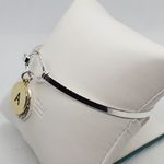 LA Silver & Gold Colored Letter A Bangle Bracelet Photo 3