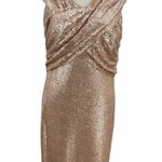 Tadashi Shoji Off-the-Shoulder Sequined Gown Champagne Rose Gold Size XL Photo 4