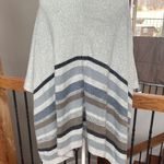 Simply Noelle  open front cardigan wrap poncho gray stripe cream blue olive Photo 1