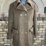 coat double breasted wool brown oversized collar union made Size L Photo 0