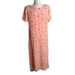 Vintage 90s Cottagecore Maxi Dress M Pink Slip Short Sleeve Round Neck Shift Size M Photo 3